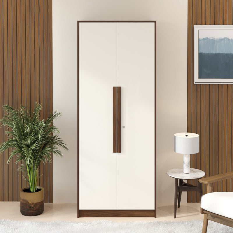 Maltein 2 door wardrobe, clothes storage rack (Brown Maple & White)