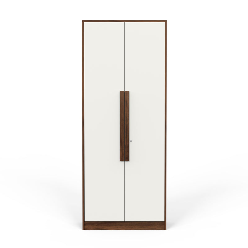 Maltein 2 door wardrobe, clothes storage rack (Brown Maple & White)
