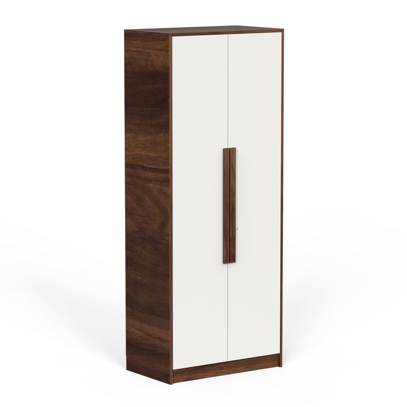 Maltein 2 door wardrobe, clothes storage rack (Brown Maple & White)