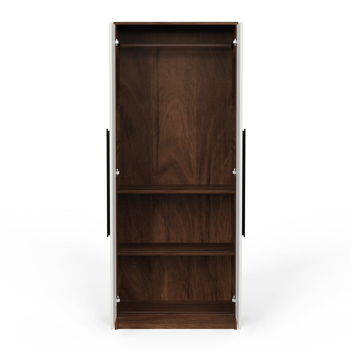 Maltein 2 Door Wardrobe/Clothes Storage Rack Organizer Almirah Cupboard with Shelves and Cloth Hanger for Bedroom Home Furniture – DIY (Brown Maple & White) (72 x 40 x 180) CM