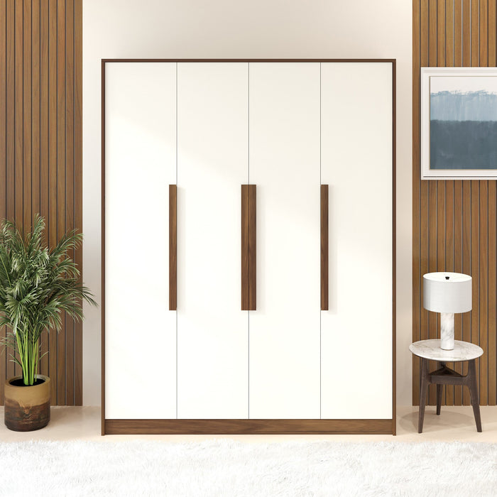 Maltein 4 Door Wardrobe/Clothes Storage Rack Organizer Almirah Cupboard Cabinet with Shelves and Cloth Hanger for Bedroom Home Furniture
