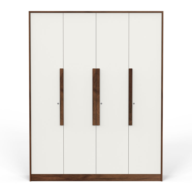 Maltein 4 door wardrobe, clothes storage rack (Brown Maple & White)