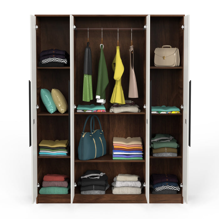 Maltein 4 Door Wardrobe/Clothes Storage Rack Organizer Almirah Cupboard Cabinet with Shelves and Cloth Hanger for Bedroom Home Furniture