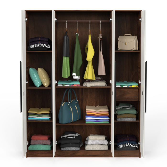 Maltein 4 Door Wardrobe/Clothes Storage Rack Organizer Almirah Cupboard Cabinet with Shelves and Cloth Hanger for Bedroom Home Furniture