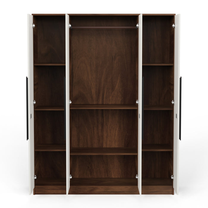 Maltein 4 Door Wardrobe/Clothes Storage Rack Organizer Almirah Cupboard Cabinet with Shelves and Cloth Hanger for Bedroom Home Furniture