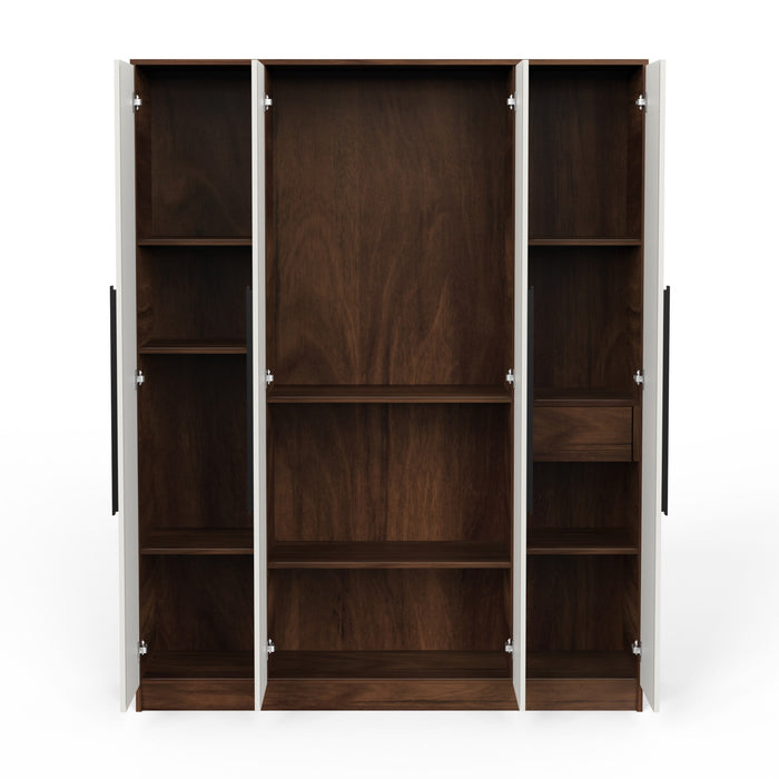 Maltein 4 Door Wardrobe/Clothes Storage Rack Organizer Almirah Cupboard Cabinet with Shelves and Cloth Hanger for Bedroom Home Furniture
