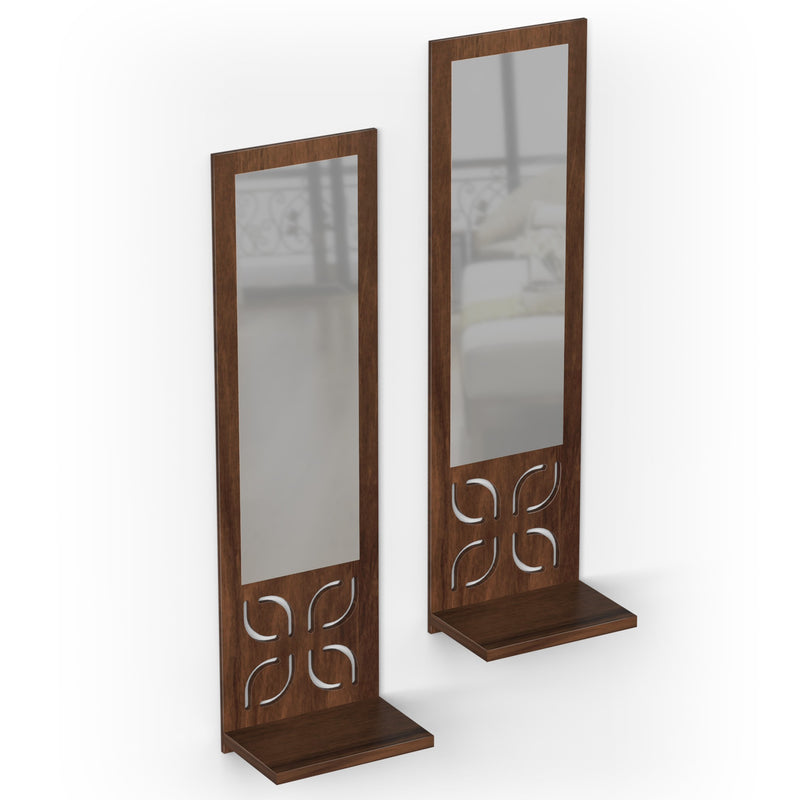 Promys with shelf wall hanging wooden & mirror wall art wall shelve (set of 2)