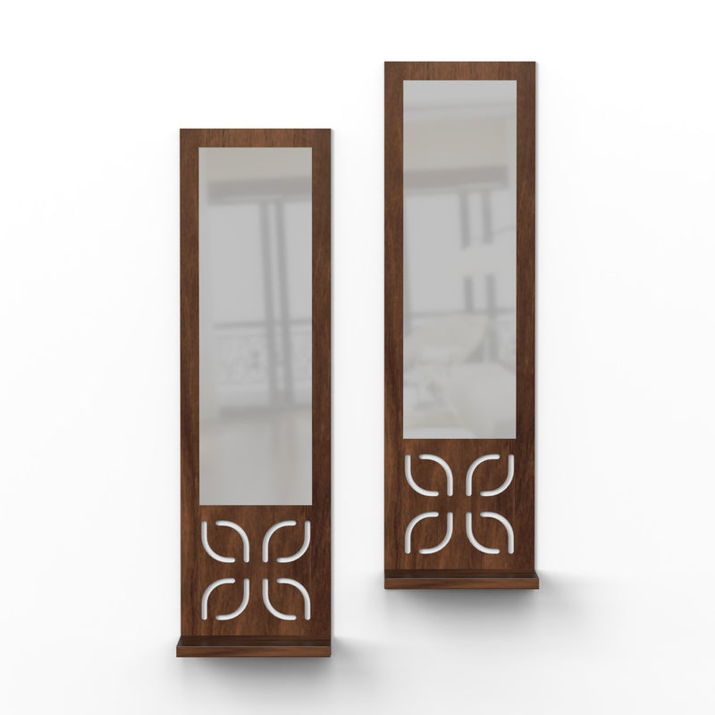 Promys with shelf wall hanging wooden & mirror wall art wall shelve (set of 2)