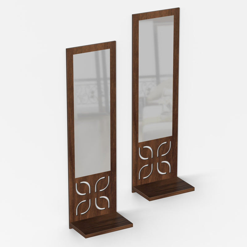 Promys with shelf wall hanging wooden & mirror wall art wall shelve (set of 2)