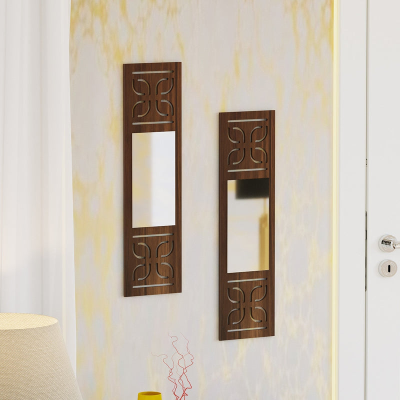 Promys Wall Hanging Wooden & Mirror Wall Art Shelve for Living Room