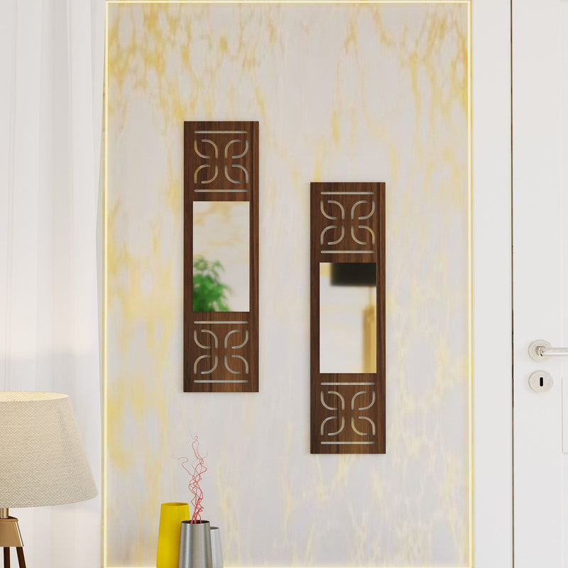 Promys Wall Hanging Wooden & Mirror Wall Art Shelve for Living Room