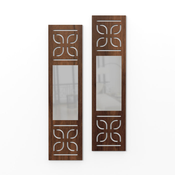Promys Wall Hanging Wooden & Mirror Wall Art Shelve for Living Room, Bedroom, Office for Home, Pre-Assembled (Brown Maple)