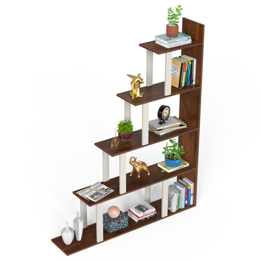 Wolabey Ladder Style Bookshelf |Maple & White