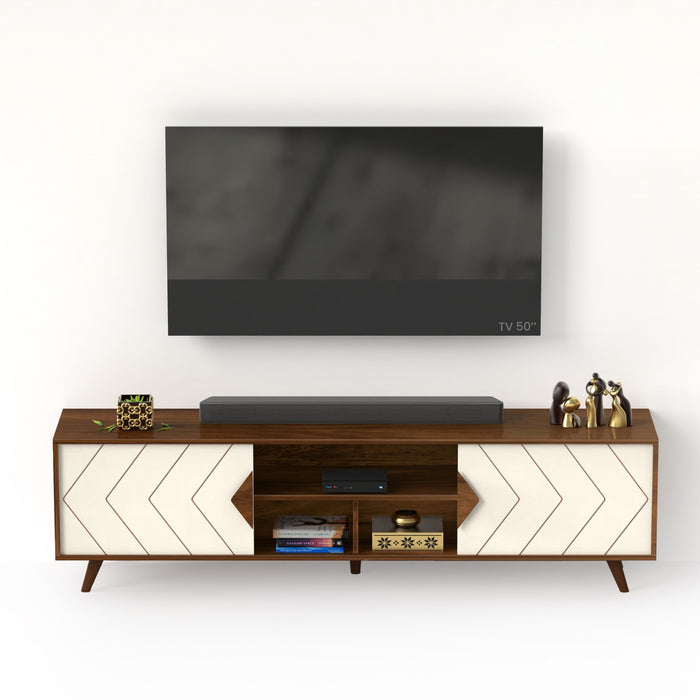 Wilbrome TV Entertainment Unit & Cabinet with Storage Shelves, up to 60" (Brown Maple & Frosty)