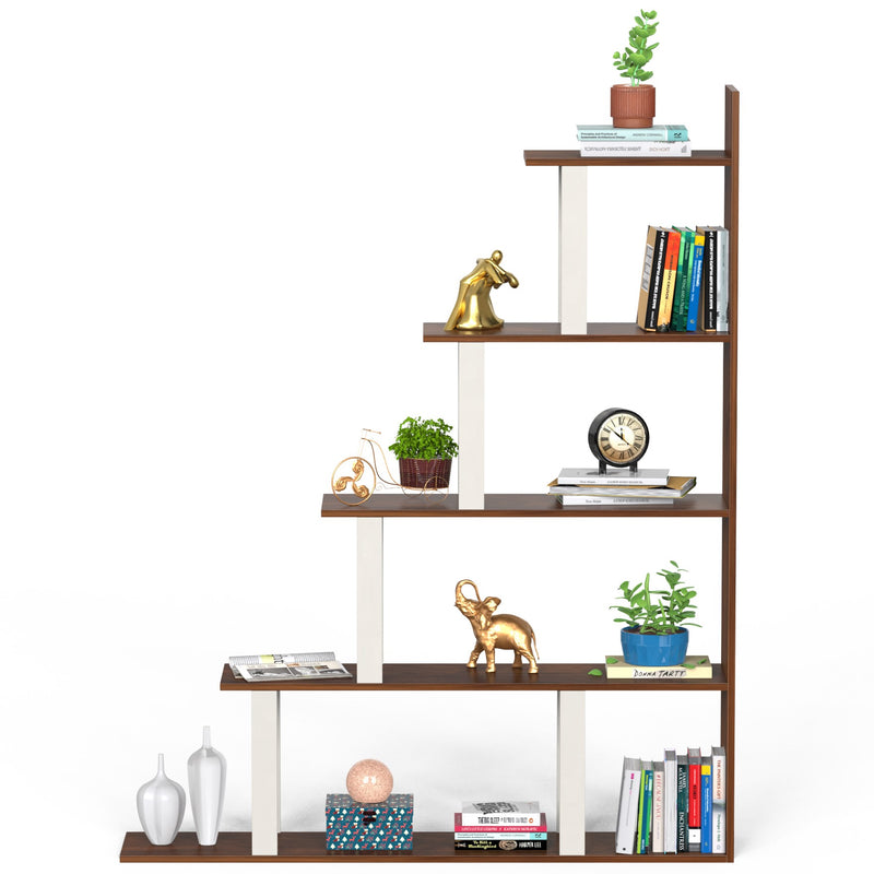 Wolabey Ladder Style Bookshelf |Maple & White