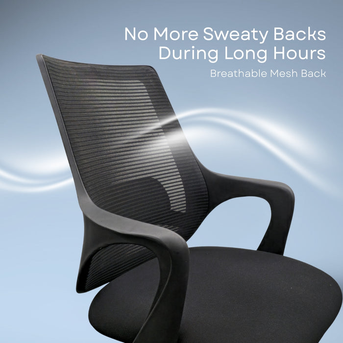 Zylo Office Study Chair, Mid Back Mesh Ergonomic Home Office Desk Chair with Comfortable & Spacious Seat, Tilt Lock Mechanism & Heavy Duty Metal Base for Offices, Home and Study (Black)