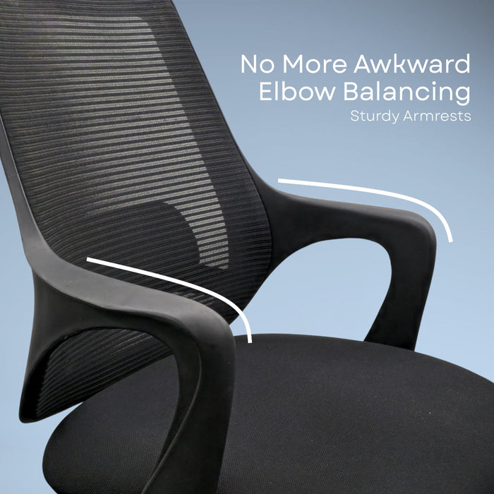 Zylo Office Study Chair, Mid Back Mesh Ergonomic Home Office Desk Chair with Comfortable & Spacious Seat, Tilt Lock Mechanism & Heavy Duty Metal Base for Offices, Home and Study (Black)
