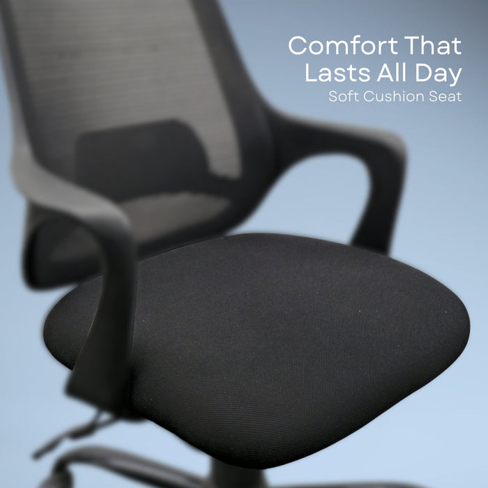 Zylo Office Study Chair, Mid Back Mesh Ergonomic Home Office Desk Chair with Comfortable & Spacious Seat, Tilt Lock Mechanism & Heavy Duty Metal Base for Offices, Home and Study (Black)