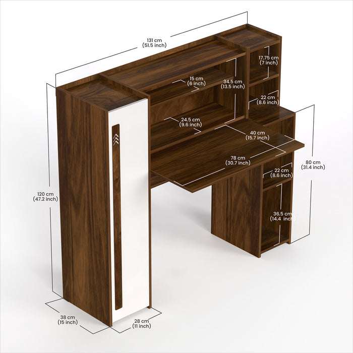 Walden Study Table Brown Maple & White