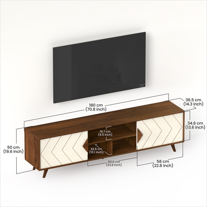 Wilbrome TV Entertainment Unit & Cabinet with Storage Shelves, up to 65" (Brown Maple & Frosty)