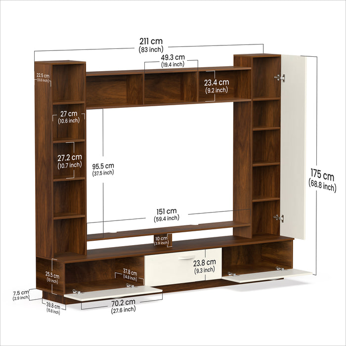 Fenily TV Unit |Brown Maple & Beige