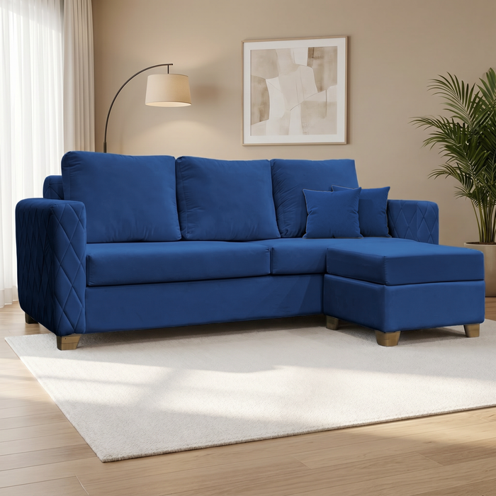 Wilber 3+1, 4 Seater Interchangeable L Shape Sofa Set  (Blue)