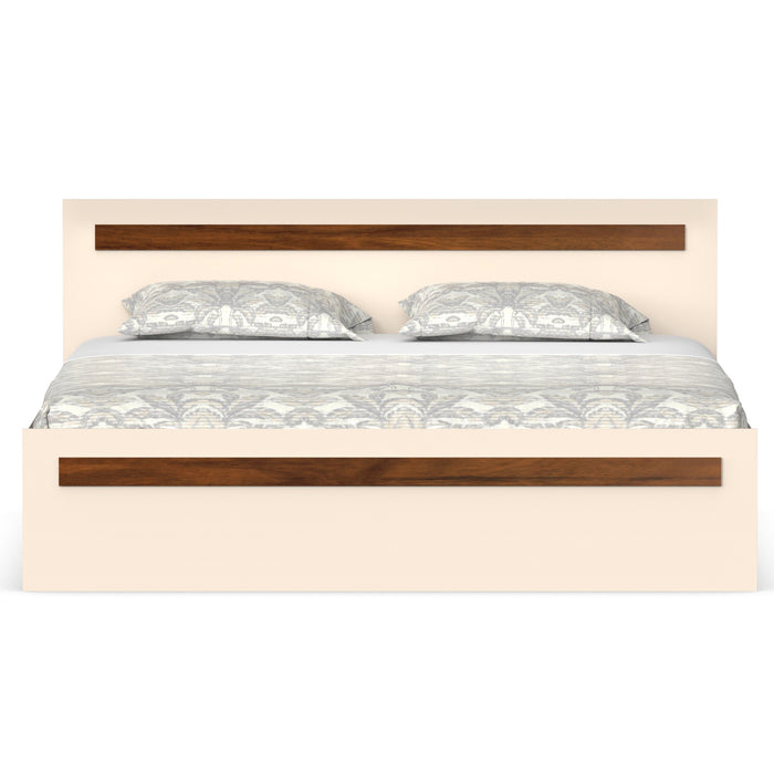 Maltein King Size Bed |Brown Maple & Beige