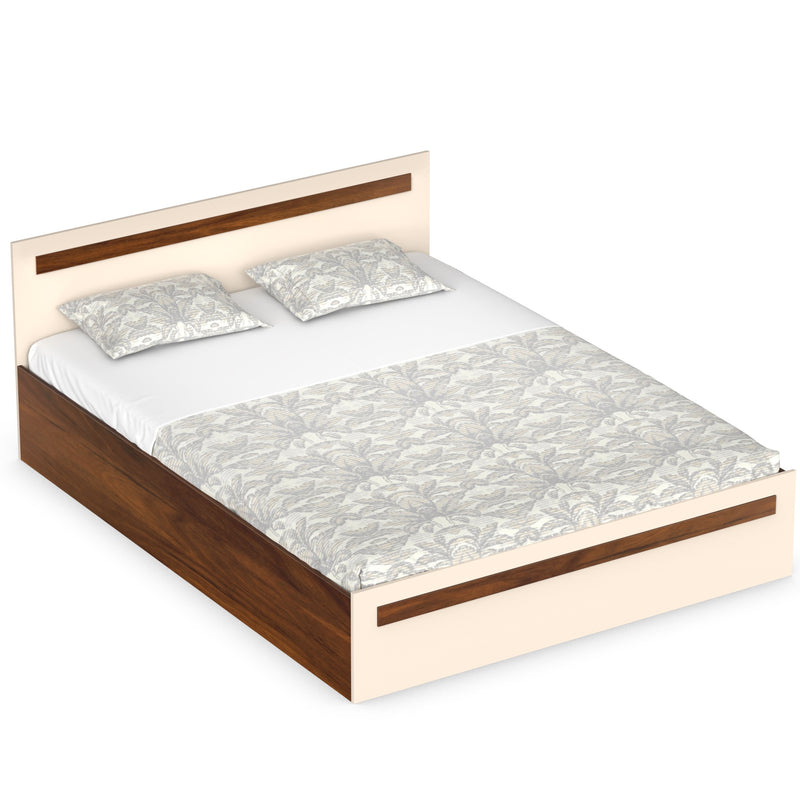 Maltein King Size Bed |Brown Maple & Beige