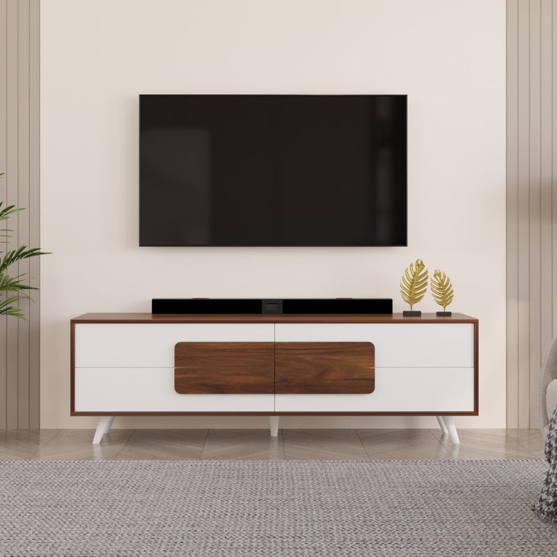 Mayrone TV Unit With Storage Cabinet ,Ideal for TV Upto 60" (Maple & Frosty White)