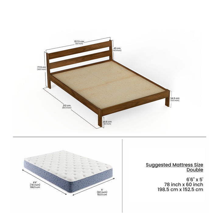 Roverb Engineered Wood Queen Double Bed Without Storage Box for Kids Adult Bedroom Home Furniture (Brown Maple / 78 X 60 Mattress Size)