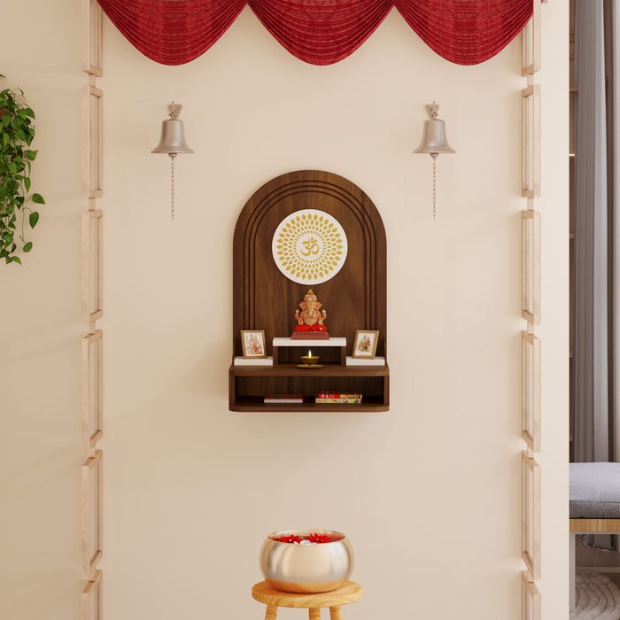 Siddhi Wall Mounted Pooja Stand Mandir Temple for Home and Office Standard (Brown Maple & White)
