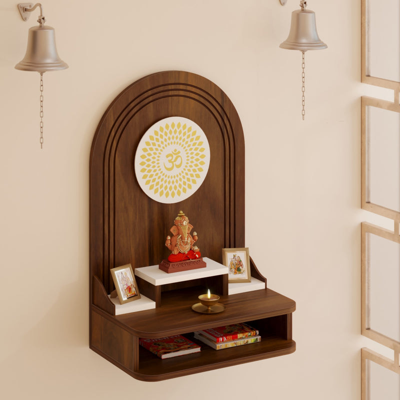 Siddhi Wall Mounted Pooja Mandir / Temple (Maple & White)