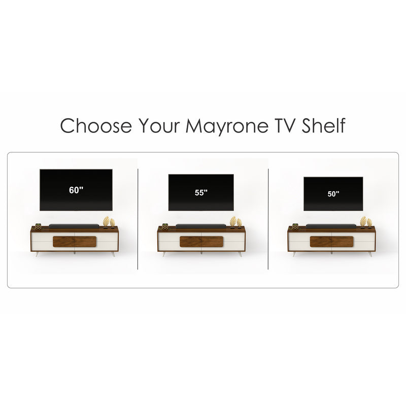 Mayrone TV Unit With Storage Cabinet ,Ideal for TV Upto 60" (Maple & Frosty White)