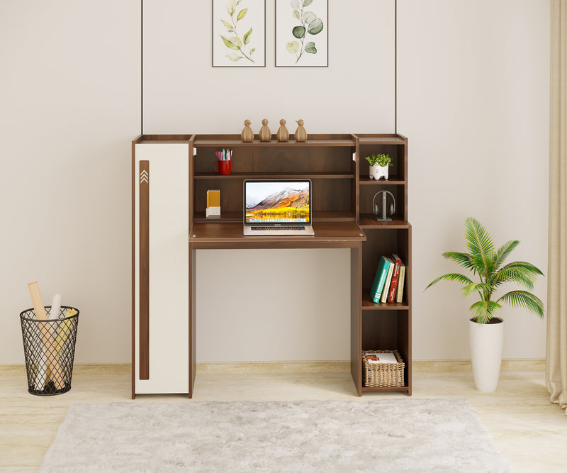 Walden Study Table Brown Maple & White