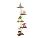 Bluewud Alaire Engineered Wood Lifestyle Wall Shelf / Display Rack (Frosty & Wenge) 