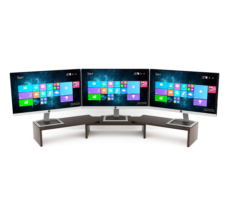 Bluewud Festvi Engineered Wood Computer Desktop 3 Adjustable Monitor Stand & Riser - Wenge 