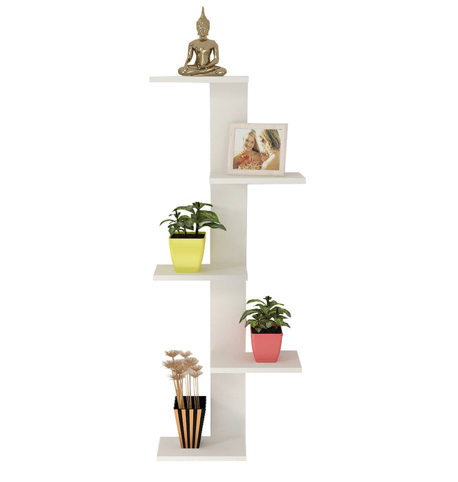 Bluewud Alaire Engineered Wood Lifestyle Wall Shelf / Display Rack (Frosty)