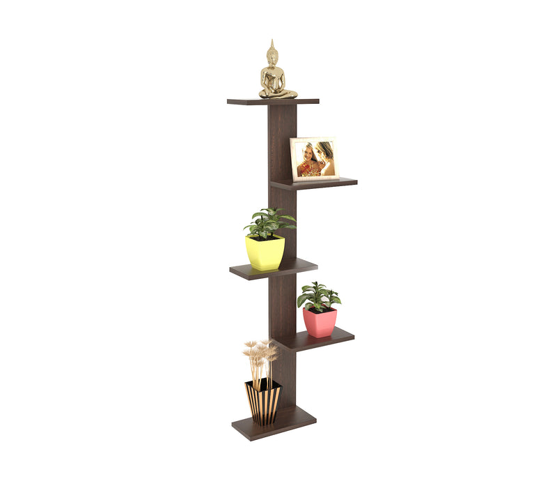 Bluewud Alaire Engineered Wood Lifestyle Wall Shelf / Display Rack (Wenge)