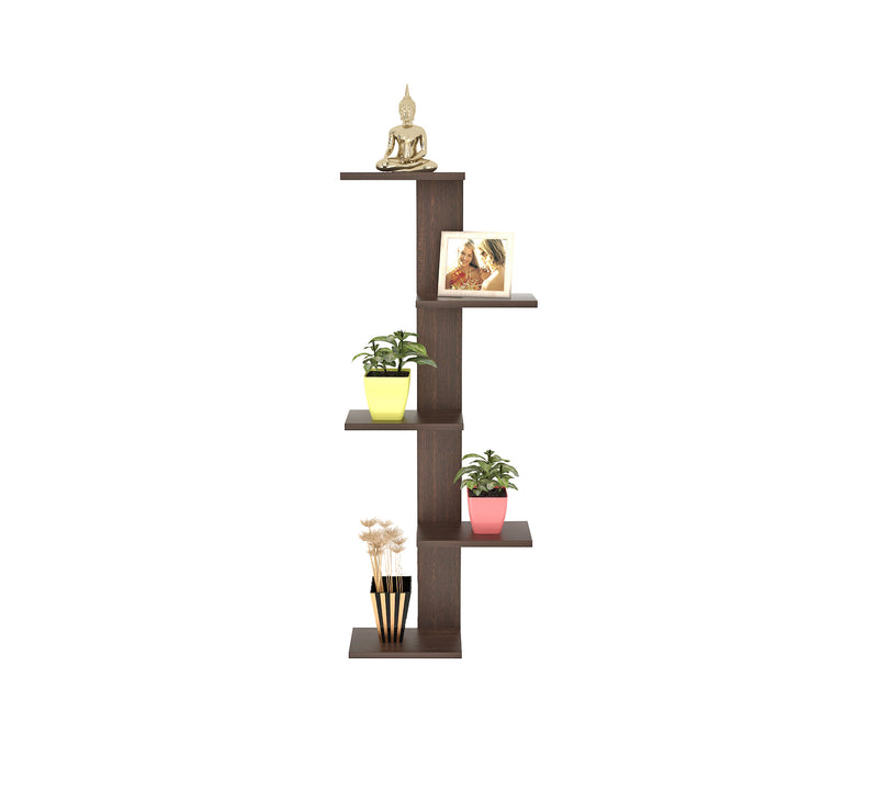 Bluewud Alaire Engineered Wood Lifestyle Wall Shelf / Display Rack (Wenge)