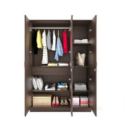 Bluewud Andrie Engineered Wood 3 Door Wardrobe With Full Length Mirror & Drawer (Wenge)