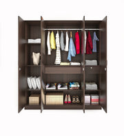Bluewud Andrie Engineered Wood 4 Door Wardrobe With Drawer (Wenge)