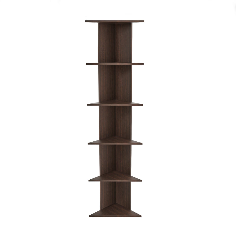 Bluewud Cadlic Engineered Wood Lifestyle Wall Corner Shelf / Display Rack (Wenge)
