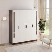 Andrie 4 Door Wardrobe with Drawer |Wenge & White