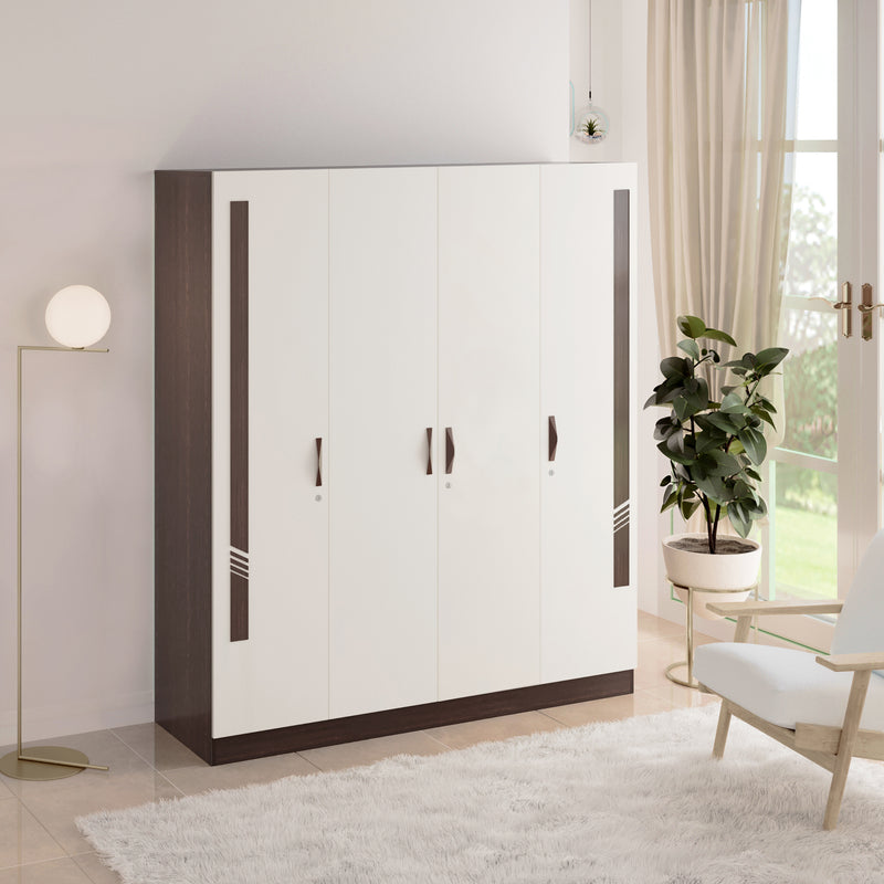 Andrie 4 Door Wardrobe with Drawer |Wenge & White