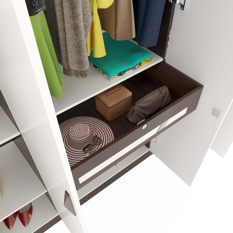 Andrie 4 Door Wardrobe with Drawer |Wenge & White