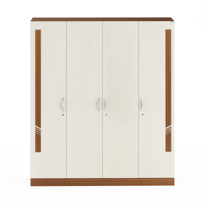 Andrie 4 Door Wardrobe with Drawer (Walnut & Frosty)