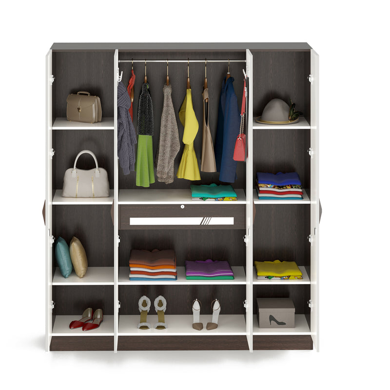 Andrie 4 Door Wardrobe with Drawer |Wenge & White