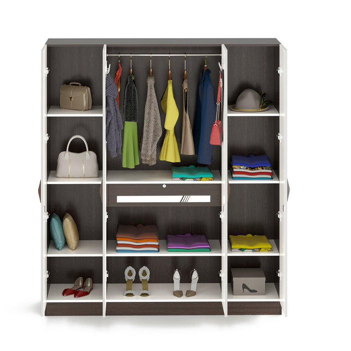 Andrie 4 Door Wardrobe with Drawer |Wenge & White