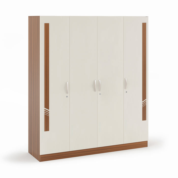 Andrie 4 Door Wardrobe with Drawer (Walnut & Frosty)