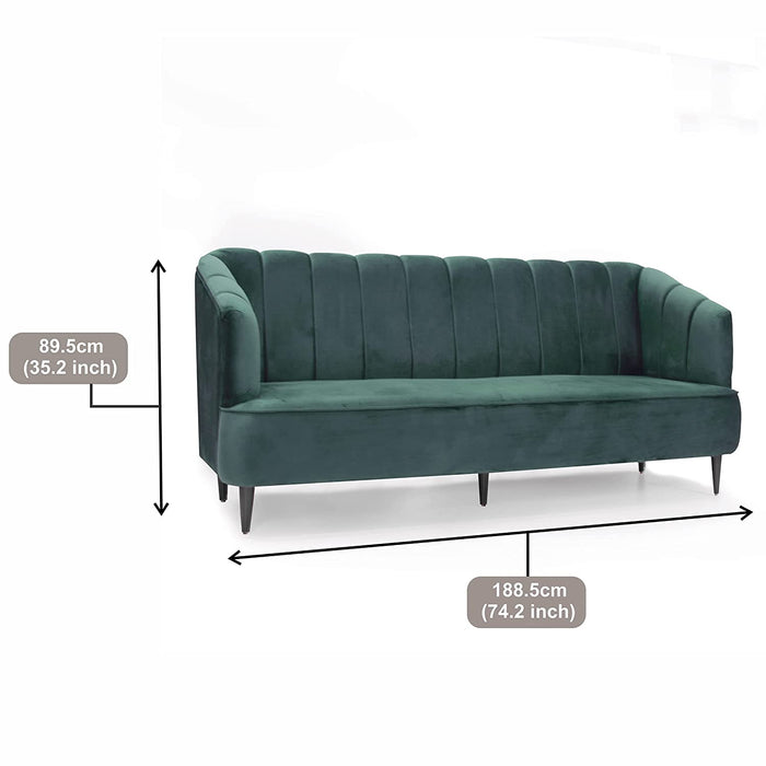 Bluewud Wilber 3 Seater Sofa (Green)